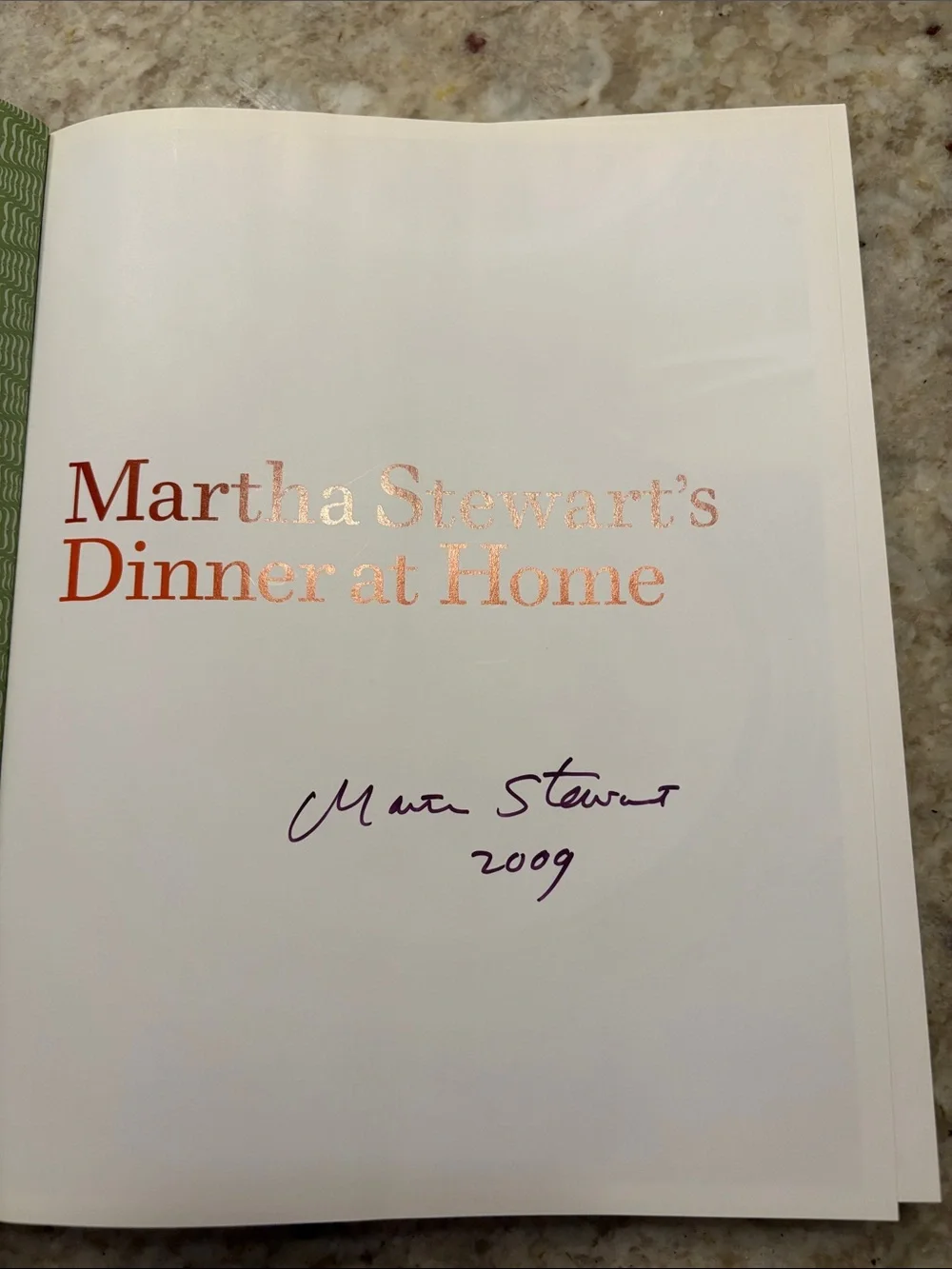 Martha Stewart Dinner at Home Cookbook — Teal Cover with White Accent